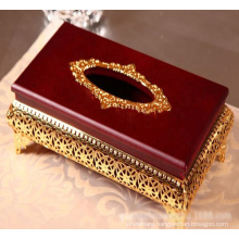 European-style classical luxury high-end tissue box gold-plated pumping tray gift tissue holder